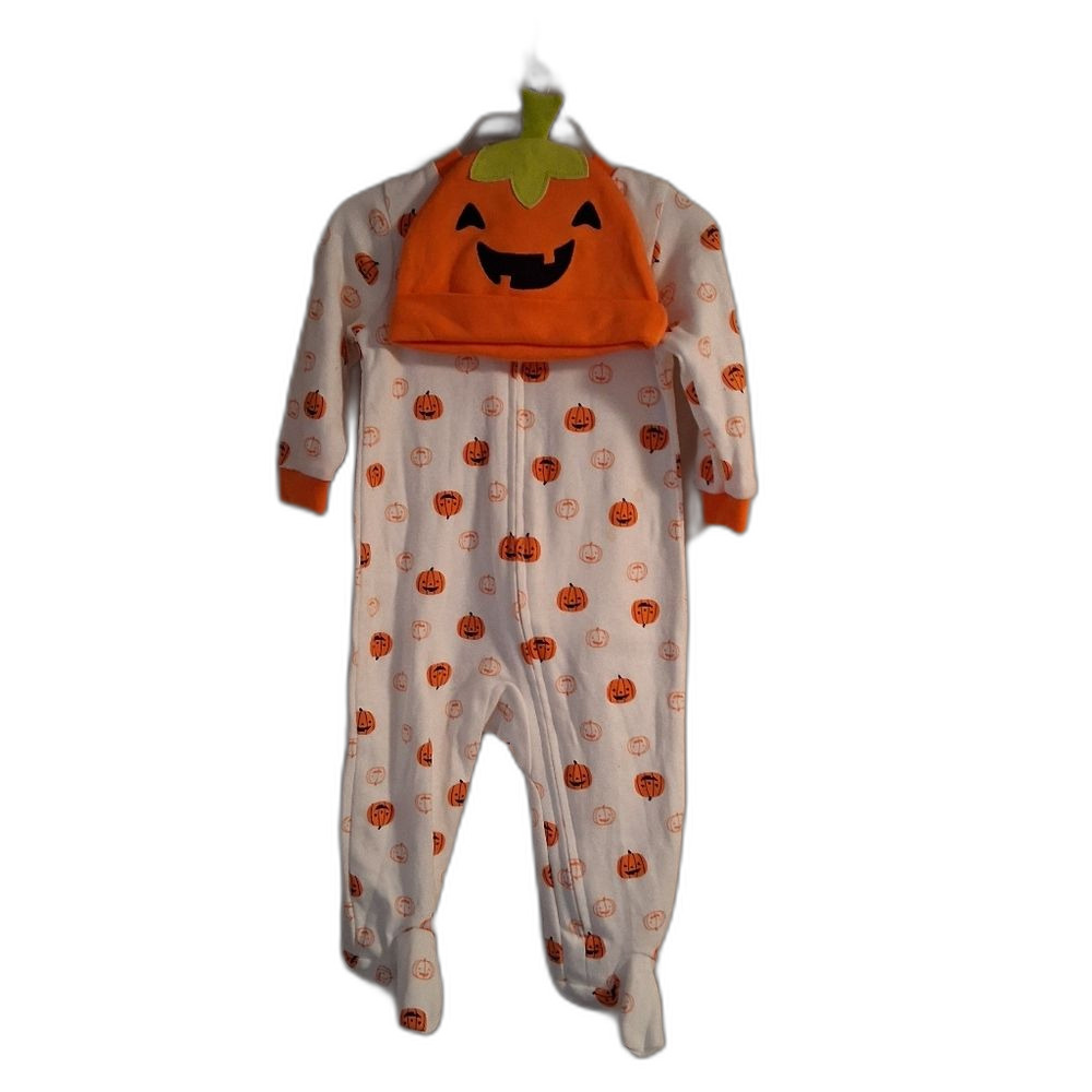 Carter's "My 1st Halloween" Pumpkin Print Infant Sleeper Footie With Hat